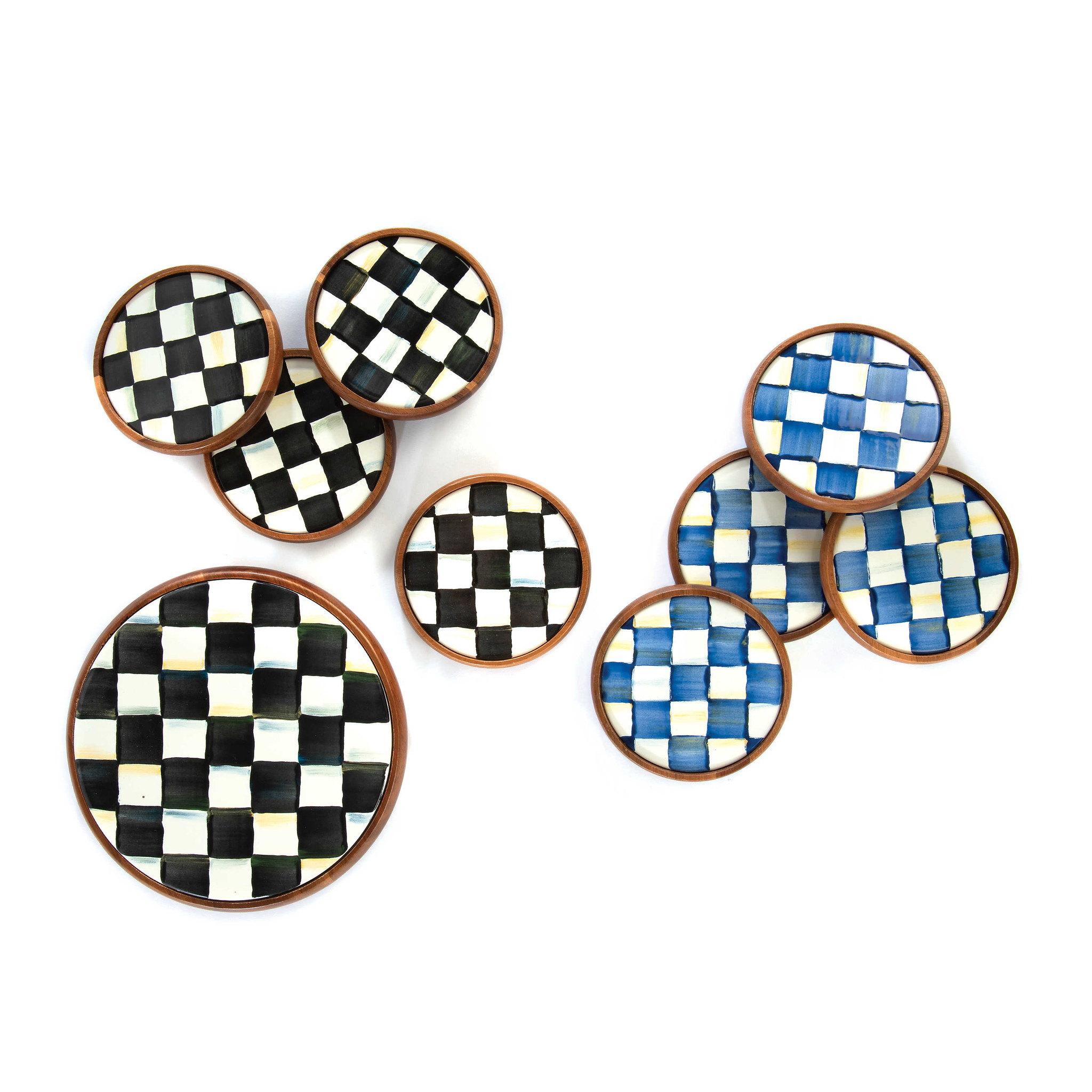 Courtly Check Cork Back Coasters-Set of 4 - ivory & birch