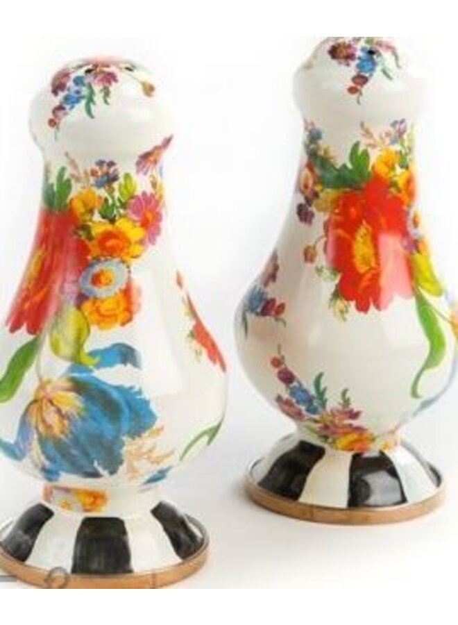 Flower Market Large Salt & Pepper Shakers-White