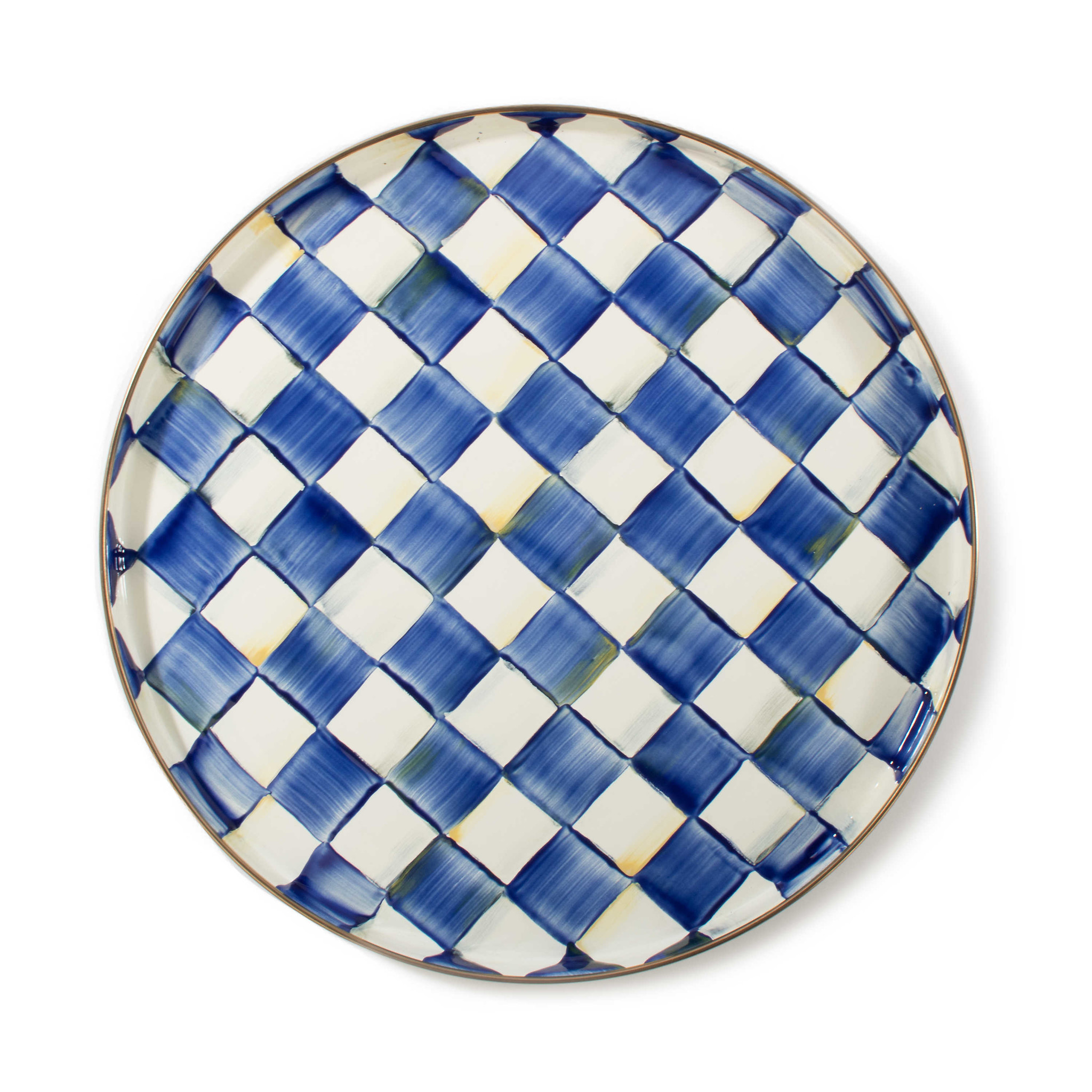 Courtly Check Rattan & Enamel Tray - Small - ivory & birch
