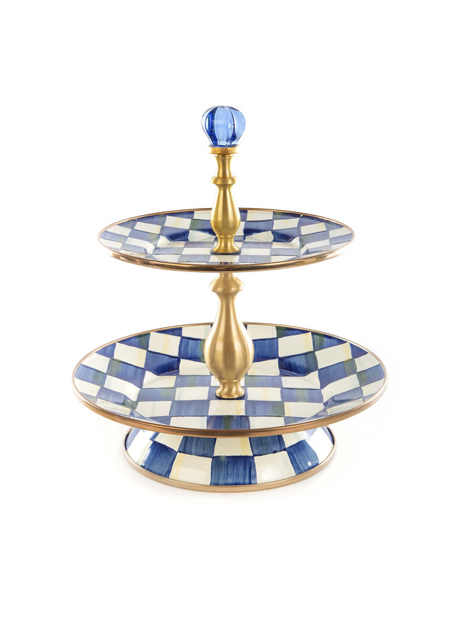 Royal Check Enamel Two Tier Sweet Stand