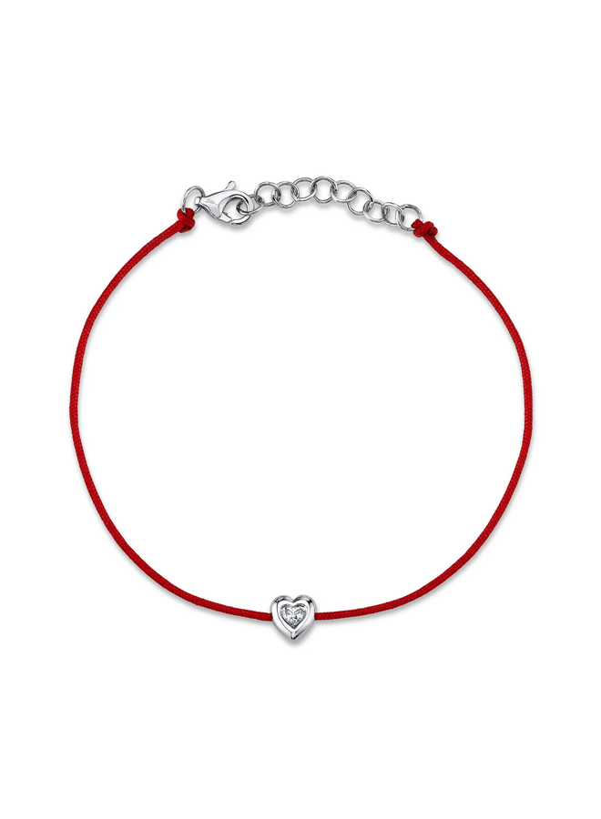 14KWG Diamond Heart Bezel String Bracelet