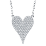 14K White Gold and Diamond Pave Heart Necklace (.21ct/.55"L)