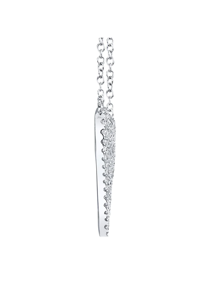 14K White Gold and Diamond Pave Heart Necklace (.21ct/.55"L)