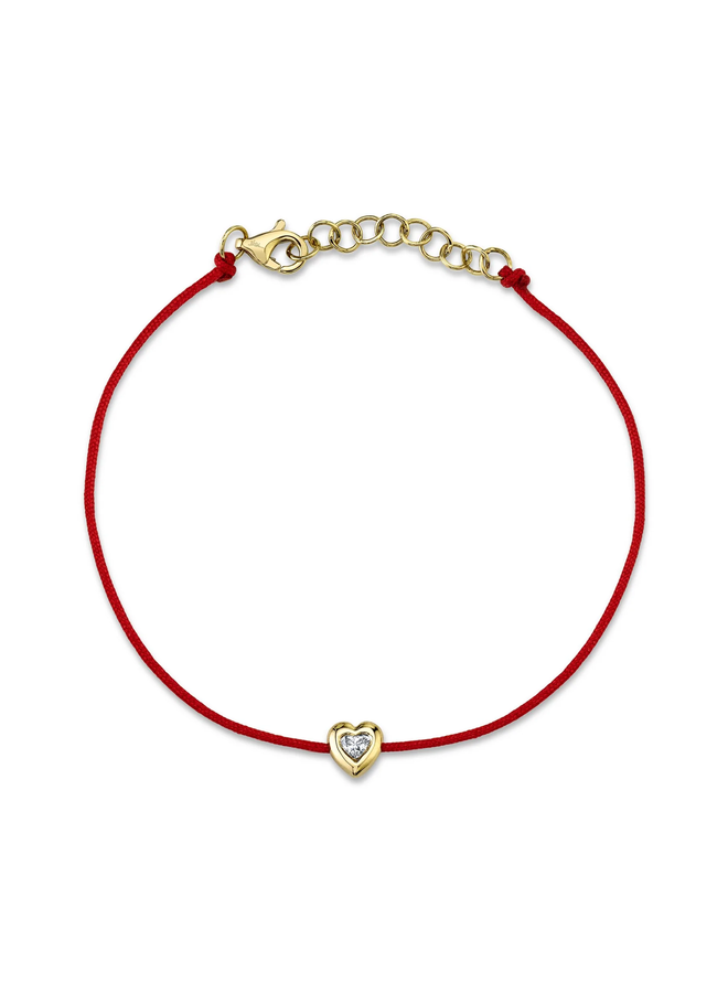 14KYG Diamond Heart Bezel String Bracelet (0.09ct)