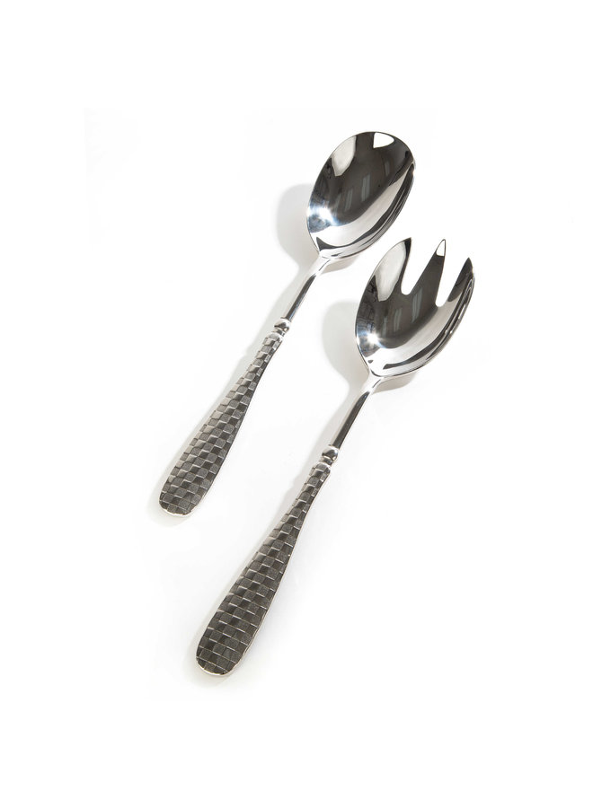 Check Salad Serving Set - Silver