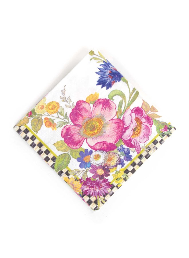 Flower Market Cocktail Napkins- White