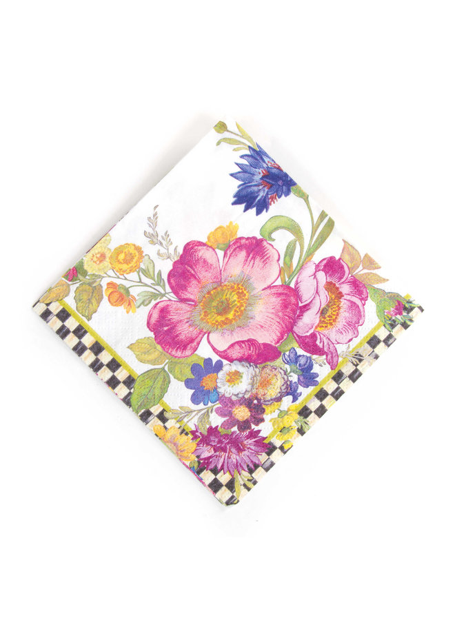 Flower Market Cocktail Napkins- White