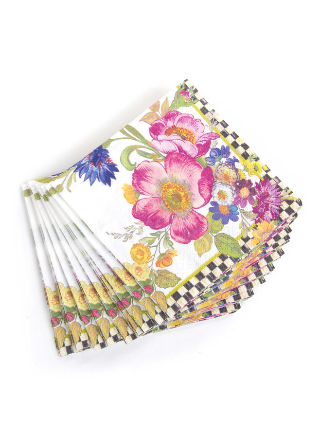Flower Market Cocktail Napkins- White