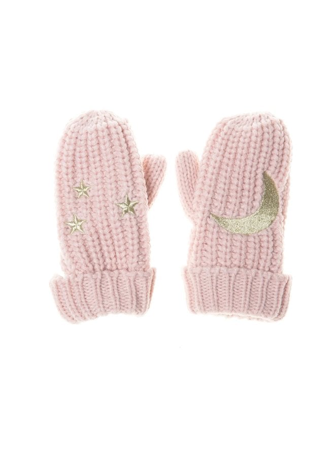 Moonlight Knitted Mittens Pink