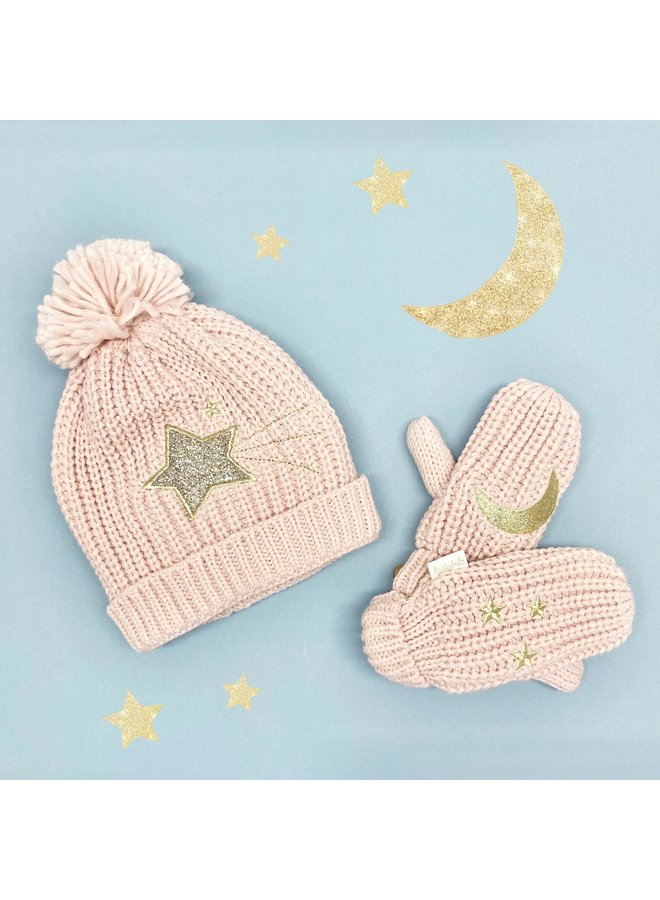 Moonlight Knitted Mittens Pink