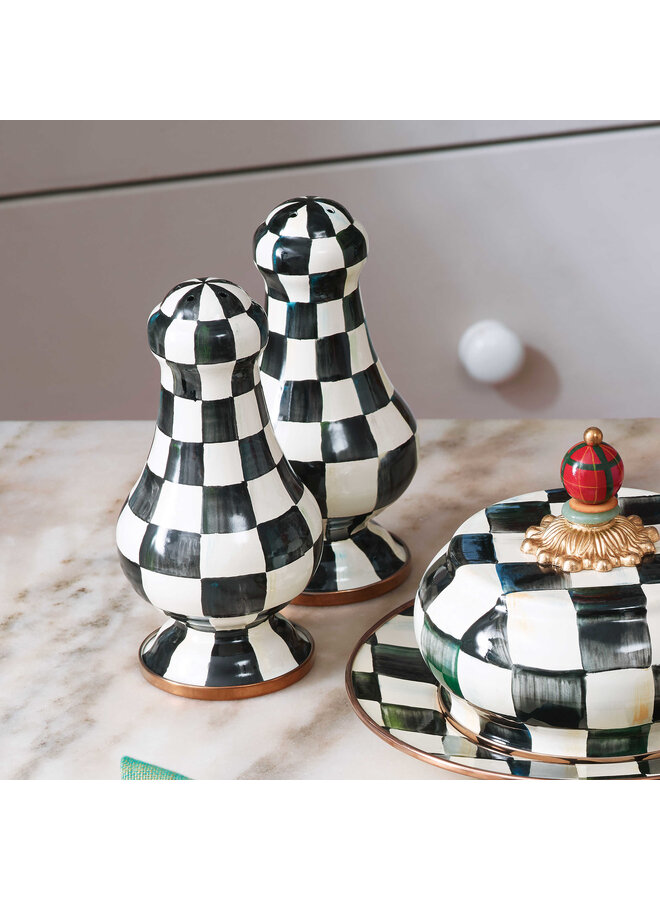 Courtly Check Enamel Large Salt & Pepper Shakers