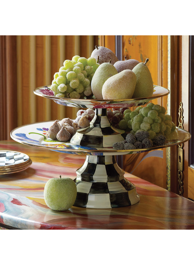 White Flower Market Small Pedestal Platter