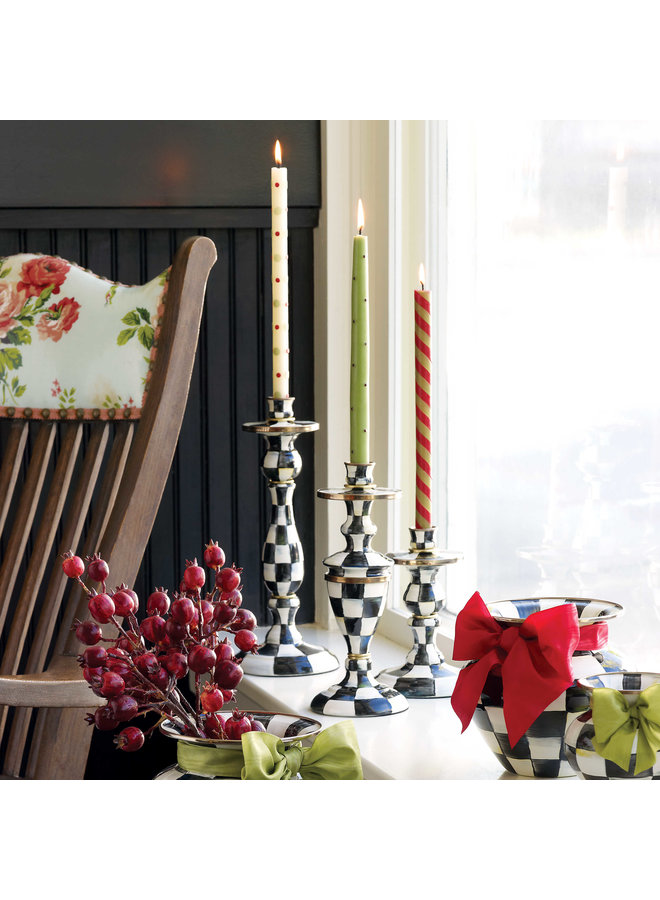Courtly Check Large Enamel Candlestick