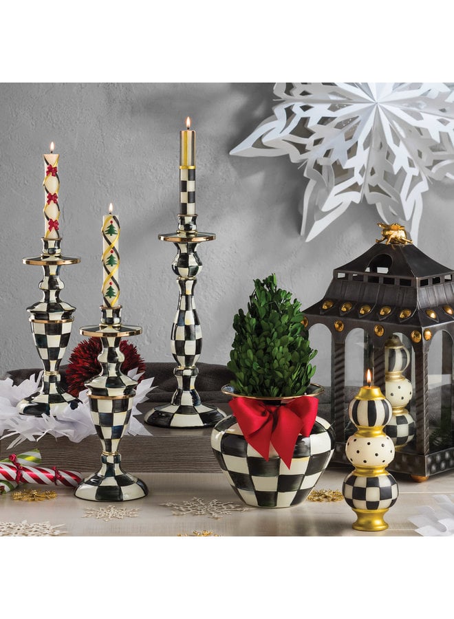 Courtly Check Large Enamel Candlestick