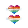 Glitter Rainbow Heart Alligator Clips
