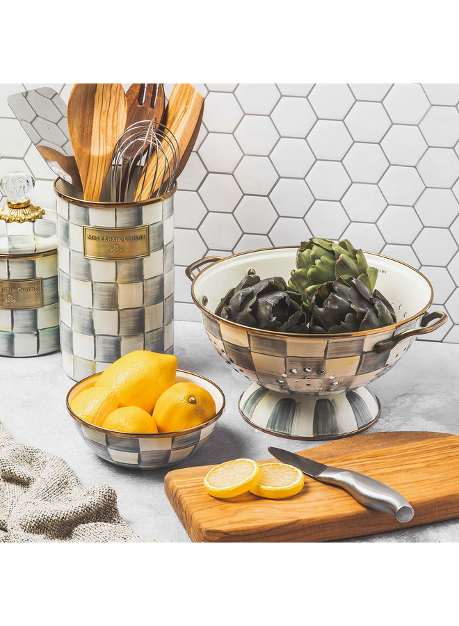 Sterling Check Enamel Utensil Holder