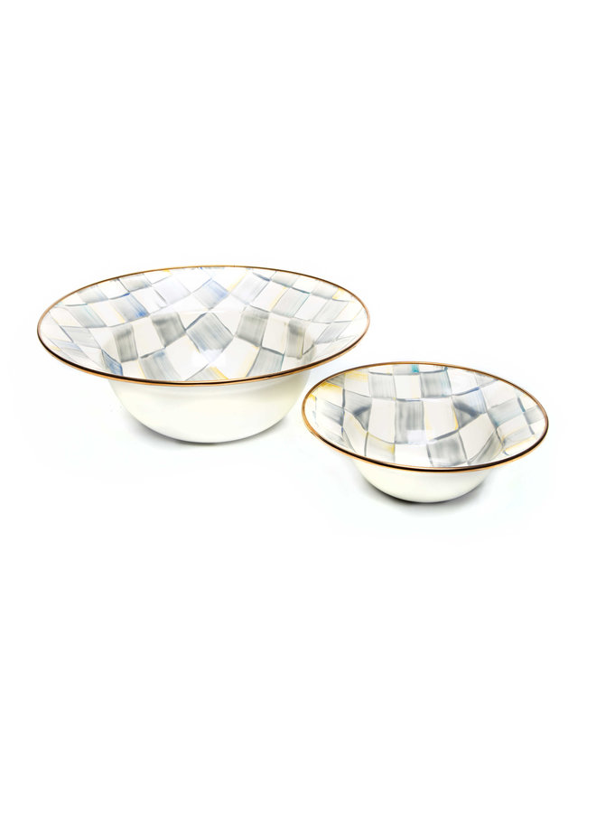 Sterling Check Enamel Serving Bowl