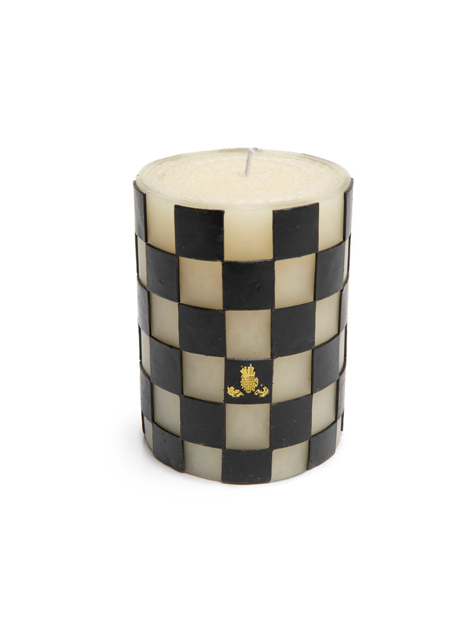 Check Pillar Candle - 4" - Black