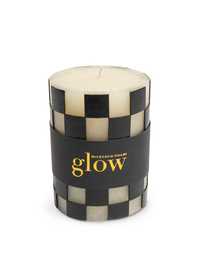 Check Pillar Candle - 4" - Black