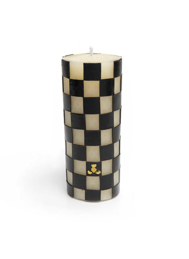 Check Pillar Candle - 6" - Black