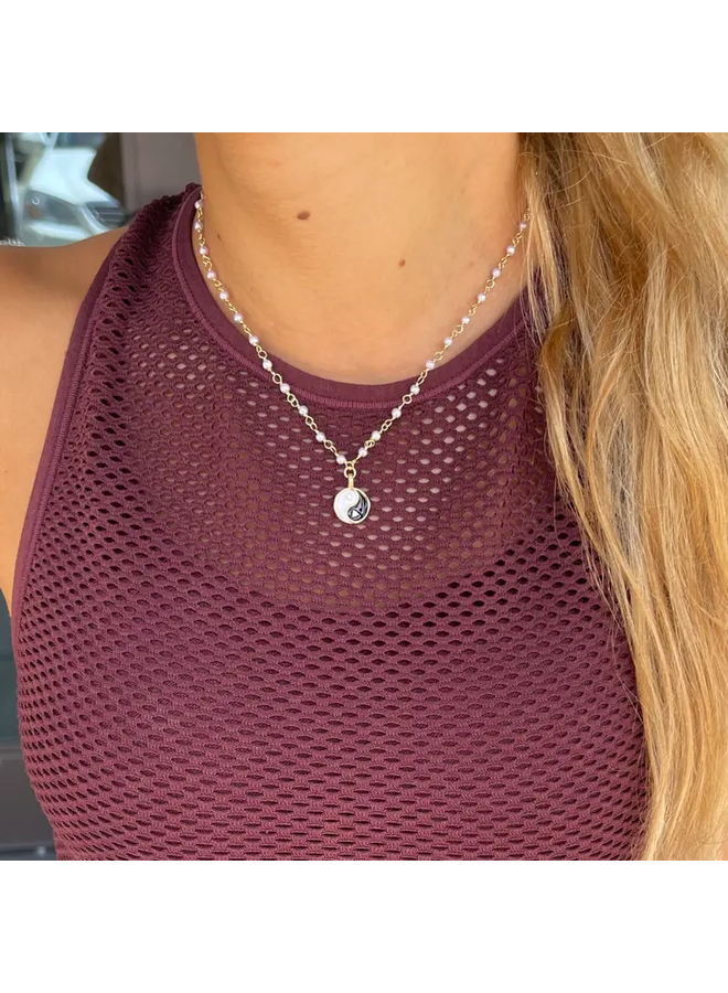 Pearl Charm Chokers  Yin Yang