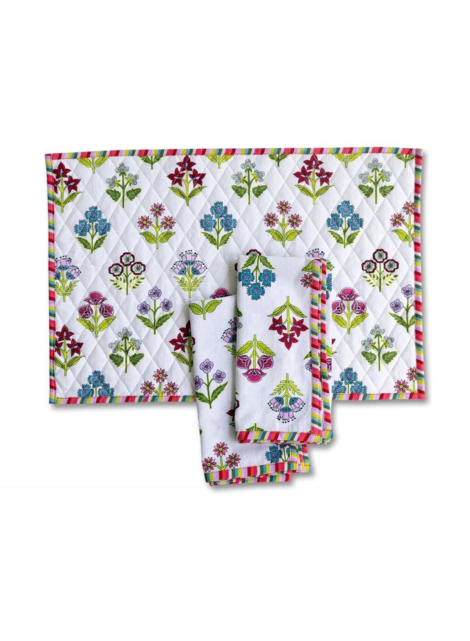 Elenna Floral Quilted Placemats S/4