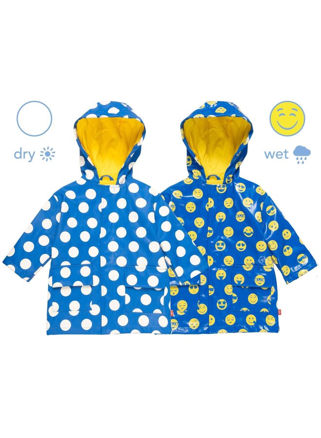 Blue Polka Dot Emoji Rain Jacket