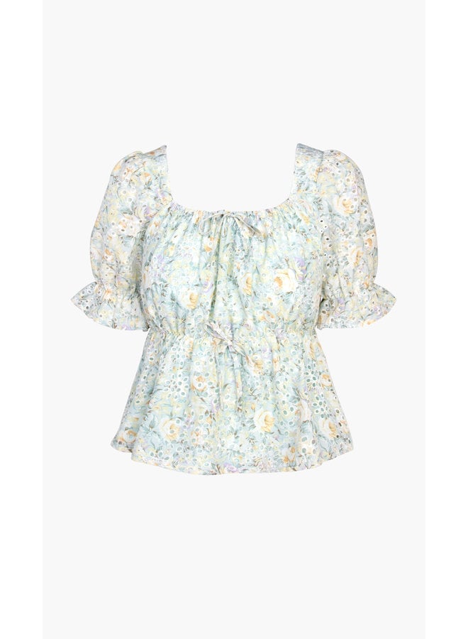 Elsa Embroidered Puff Sleeve Blouse