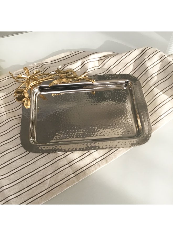 Gold Rectangle Floral Tray
