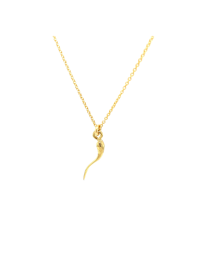 10K Real Gold Italian Horn Necklace, 2 mm Rope Chain, 1.7 inches Pendant-  K6388 | eBay