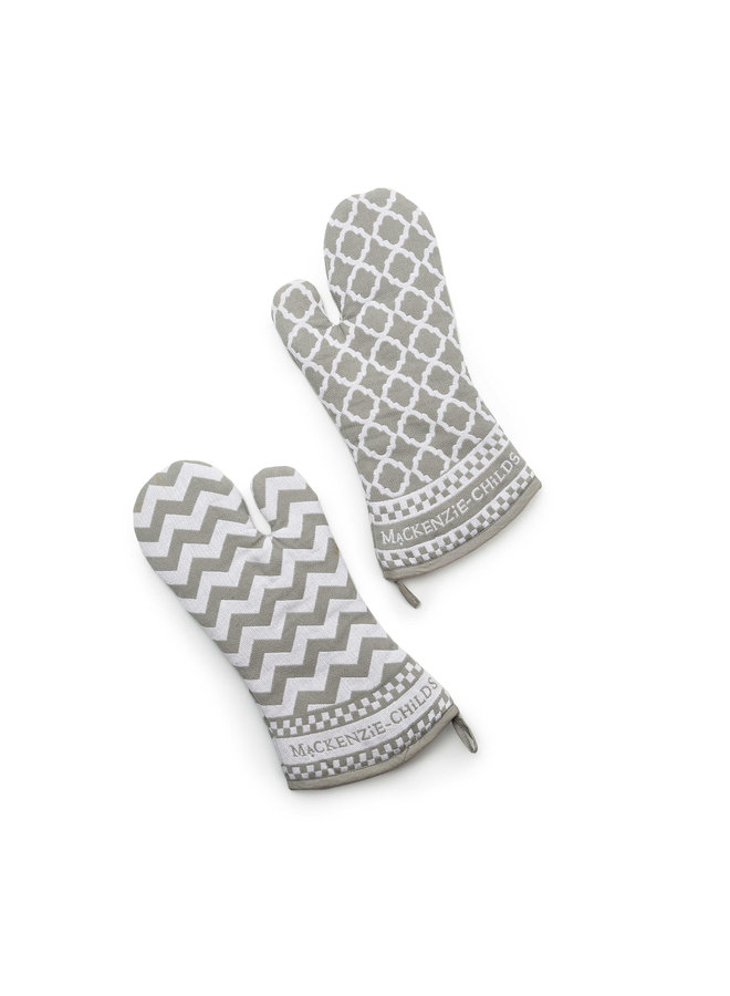 Zig Zag Oven Mitts - Sterling Set of 2