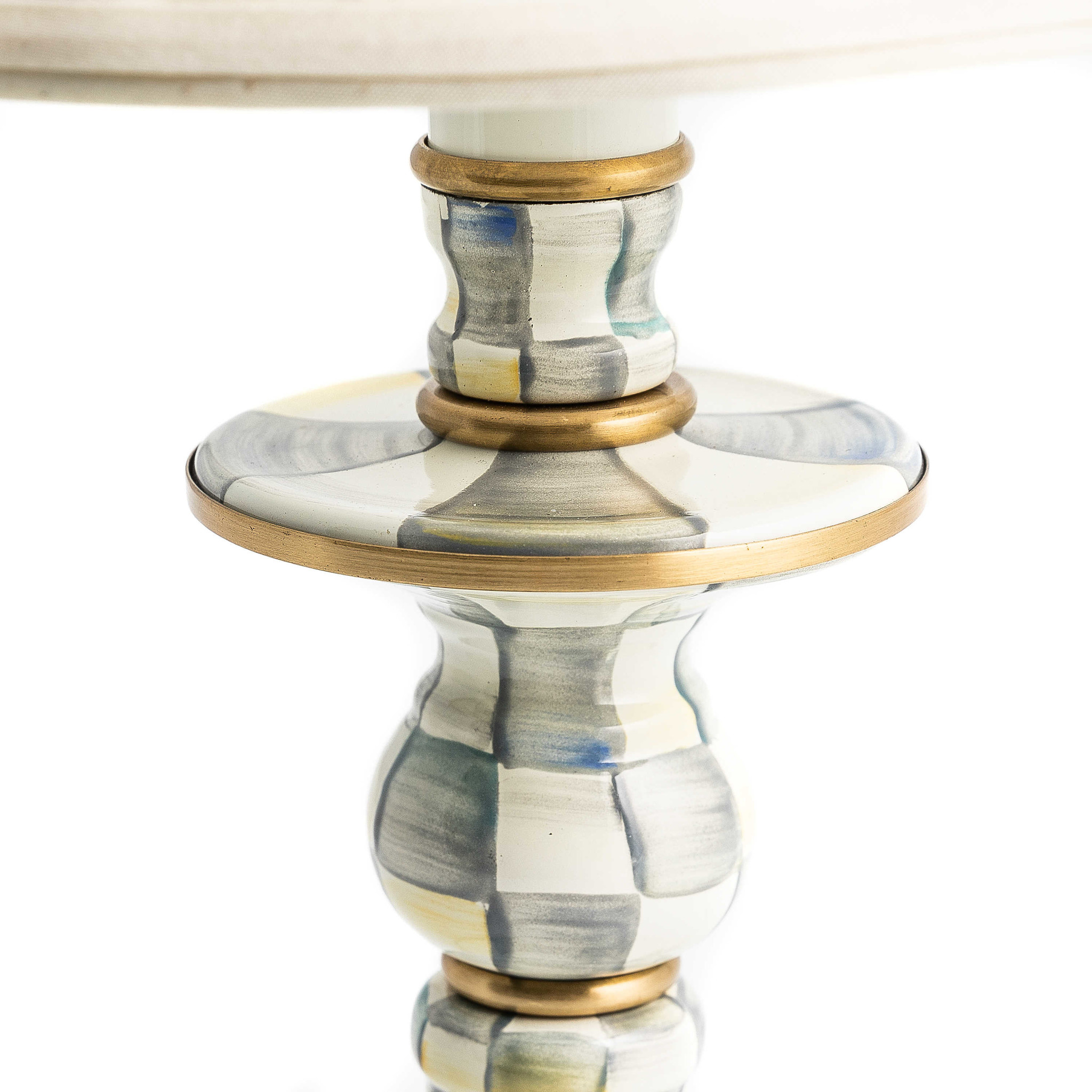 Sterling Check Candlestick Lamp ivory & birch