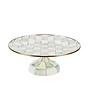 Sterling Check Enamel Pedestal Platter - Small