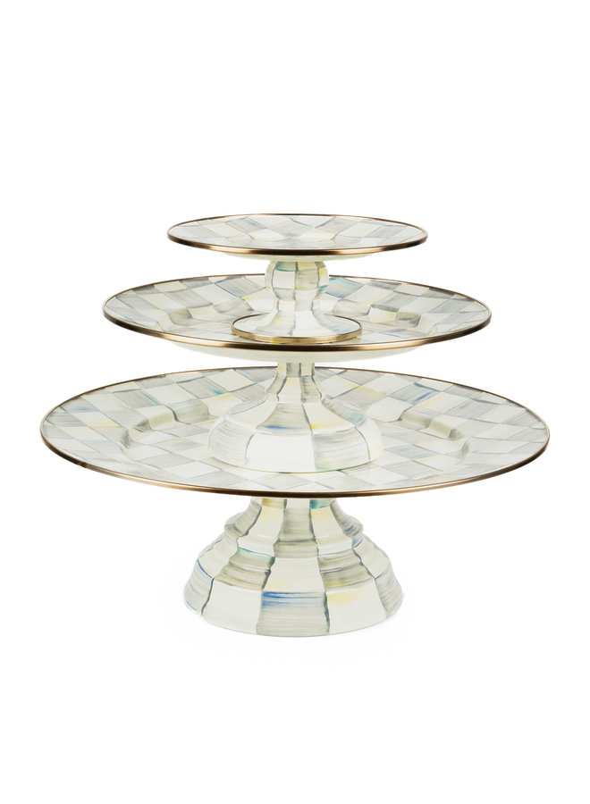 Sterling Check Small Pedestal Platter