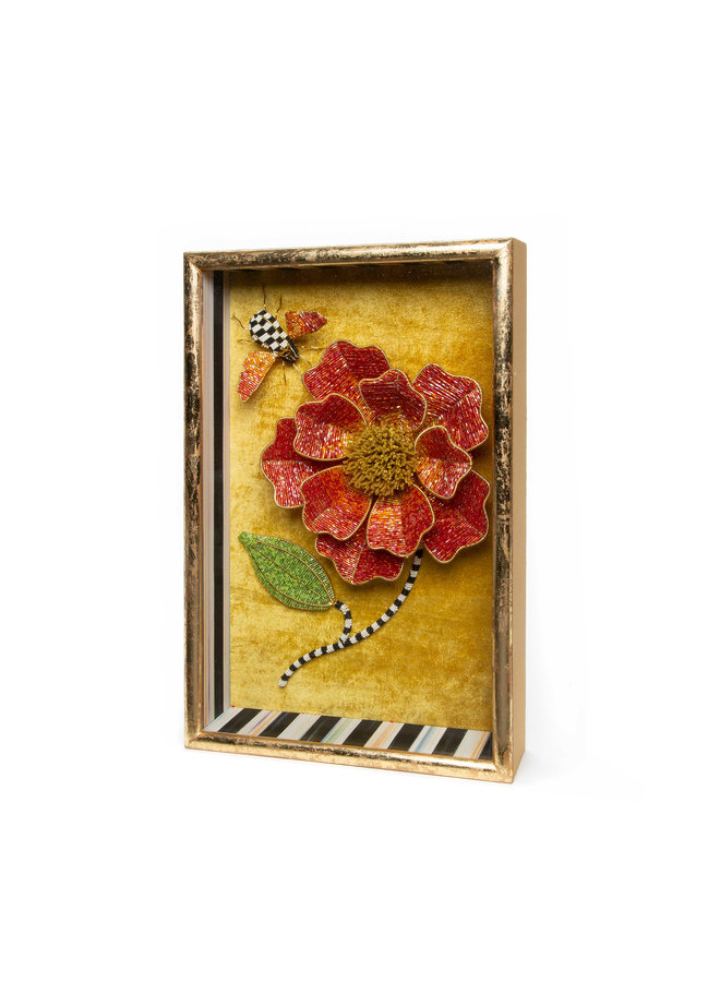 Beaded Peony Shadow Box