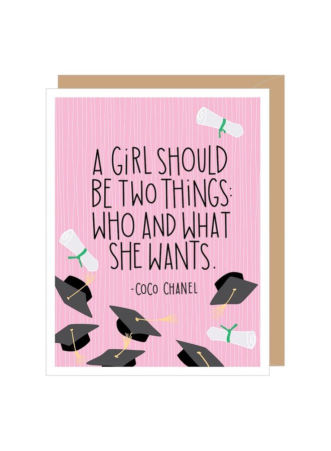 Coco Chanel What She Wants Quote Graduation Card