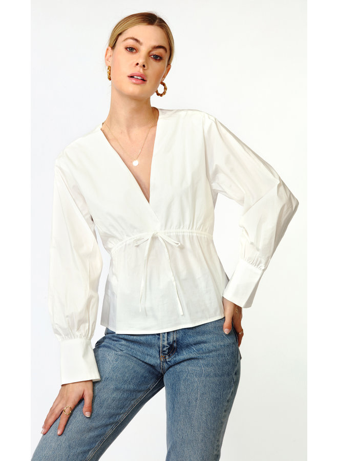 Gianna Tie Front Long Sleeve Poplin