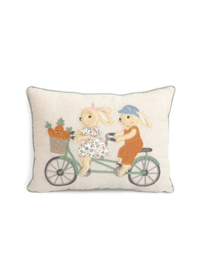 Bunny Bike Ride Lumbar Pillow
