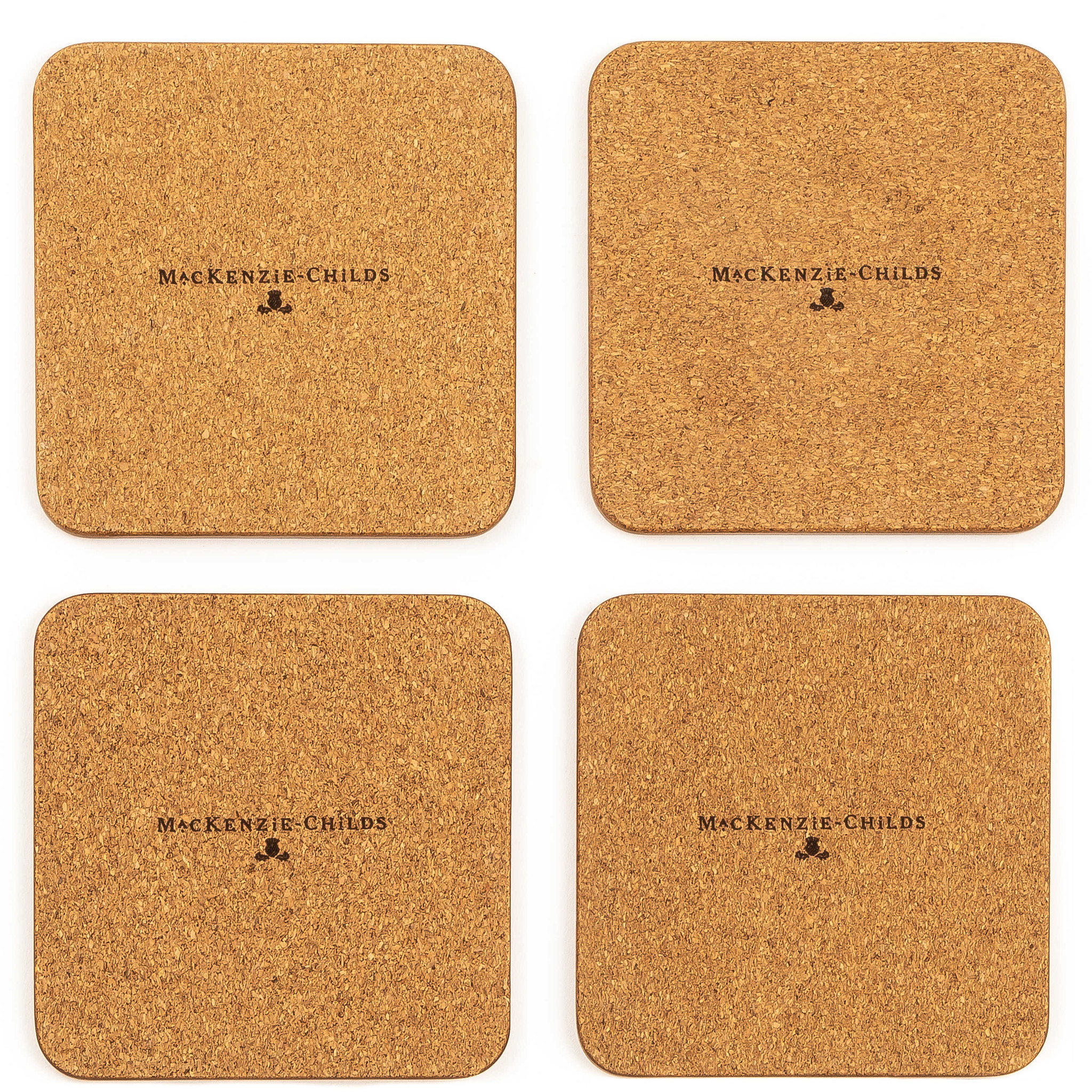 Courtly Check Cork Back Coasters-Set of 4 - ivory & birch