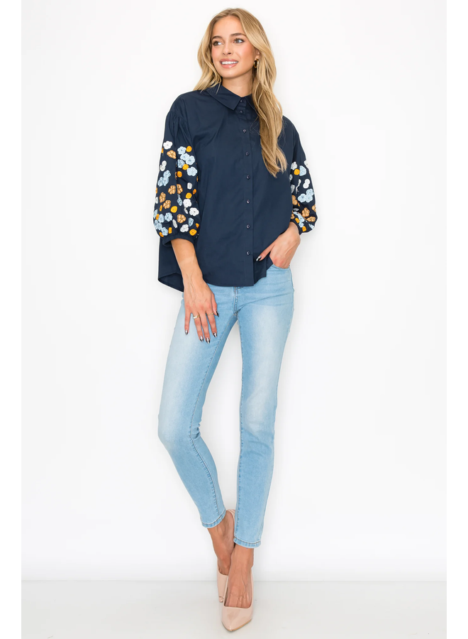 Willow Shirt with Flower Embroidery & Sparkles