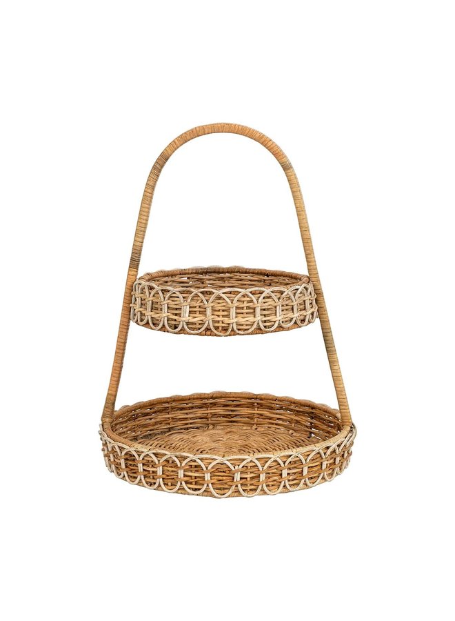 Provence Rattan Two Tiered Server - Whitewash