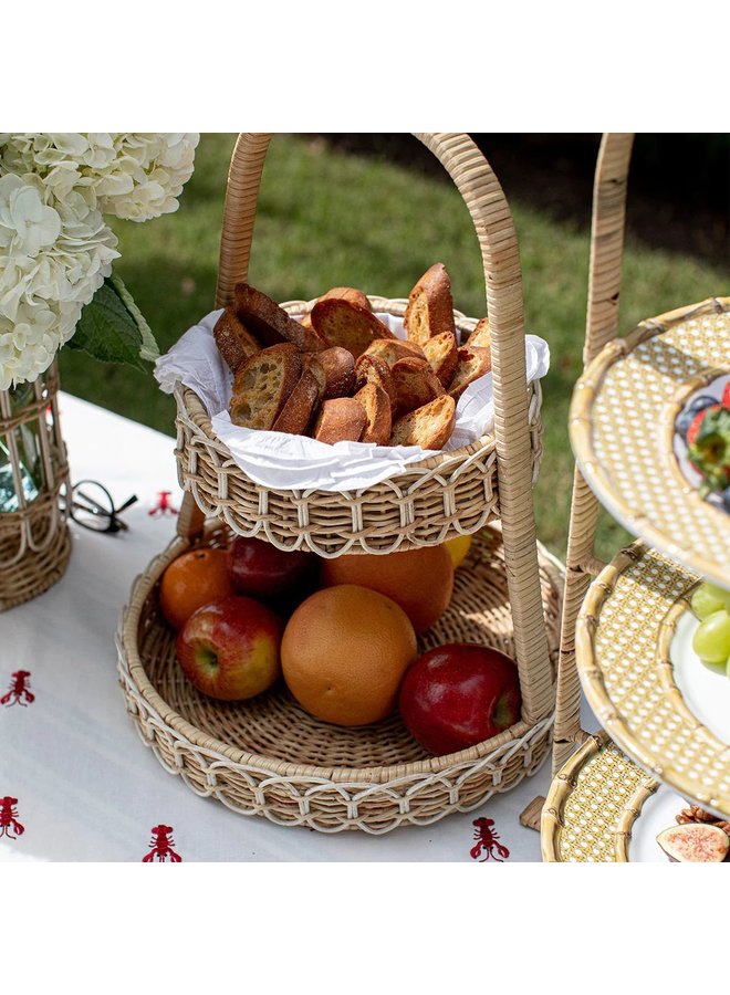 Provence Rattan Two Tiered Server - Whitewash