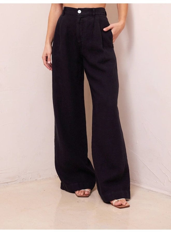 Pleated Wide Leg Trouser Black
