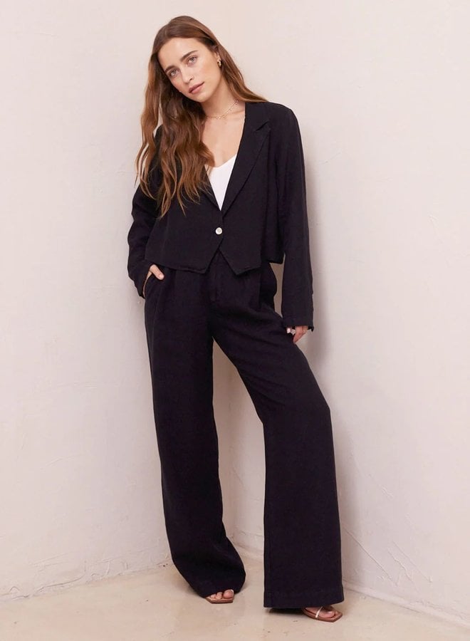 Pleated Wide Leg Trouser Black