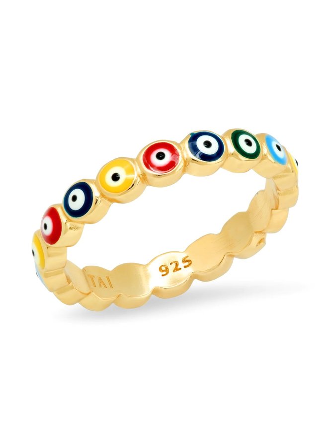 Multi colored Enamel Evil Eye Ring