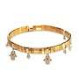 Handmade Gold Tila Bead Bracelet With Hamsa Charm Dangle