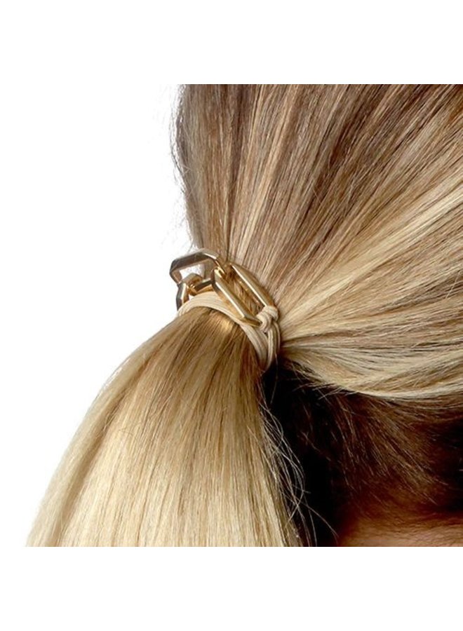 Bracelet Hair Ties - Yellow Chain Link on Beige cord