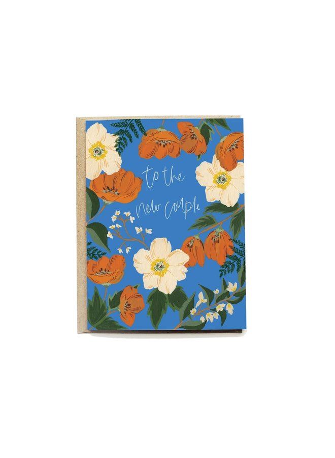 Cobalt Poppy Wedding Card