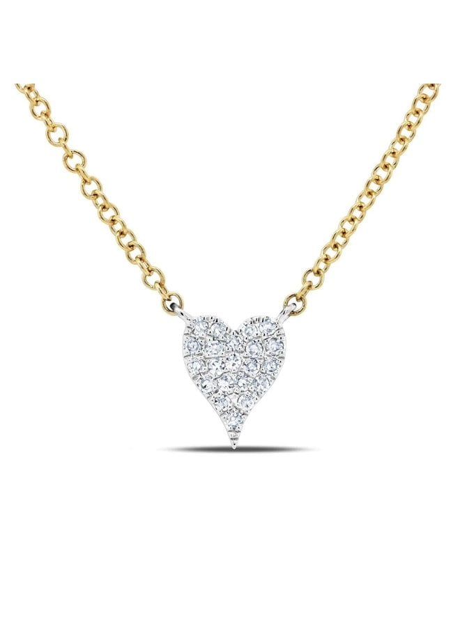 14K 2 Tone WY Diamond Pave Heart Necklace (0.05ct)