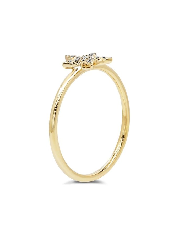14KYG Diamond Pave Star Lady's Ring (0.04ct)
